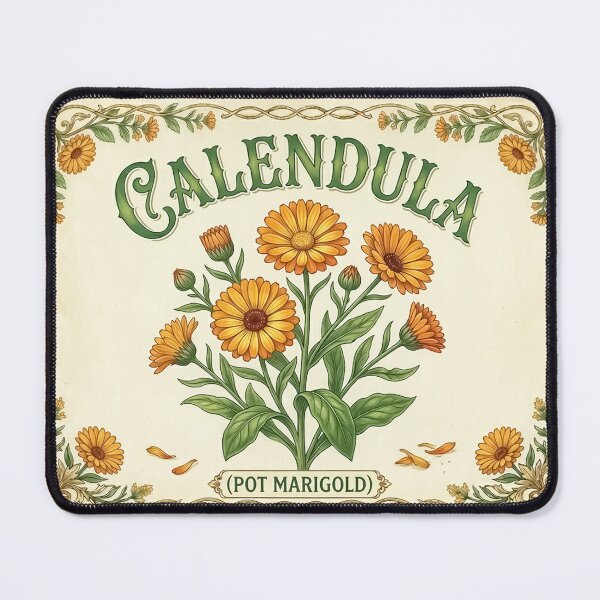 Item preview, Victorian Calendula Watercolor Apothecary label Herbalism – Vivid Botanical Herb - Botanical designed and sold by CattlettArt.