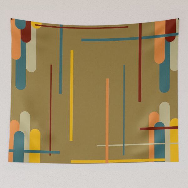 Item preview, Mid Century Modern Geometric Fusion - Abstract Retro Olive Pattern designed and sold by Luckymoon2000.