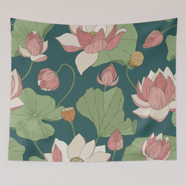 Item preview, Green Lotus Floral background designed and sold by dacoparo.