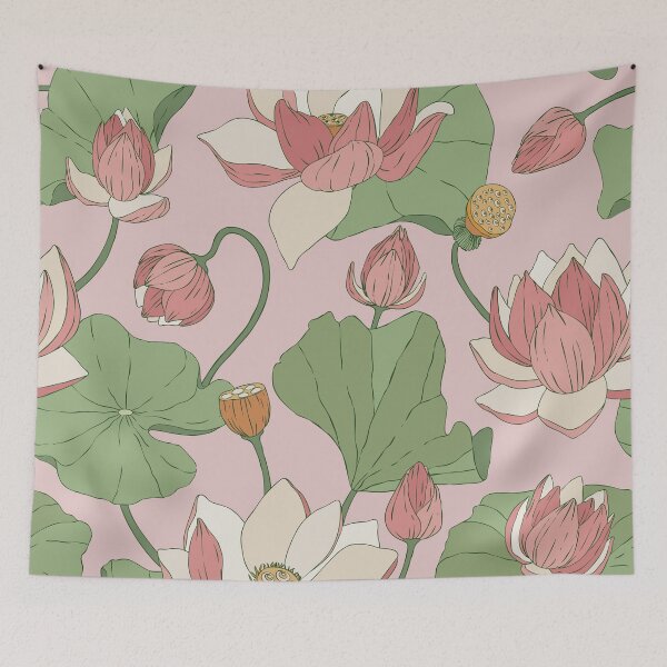 Item preview, Pink Lotus Floral background designed and sold by dacoparo.