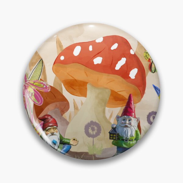 Item preview, Whimsical Garden Gnome and Mushroom House Collage designed and sold by artbydonyale.