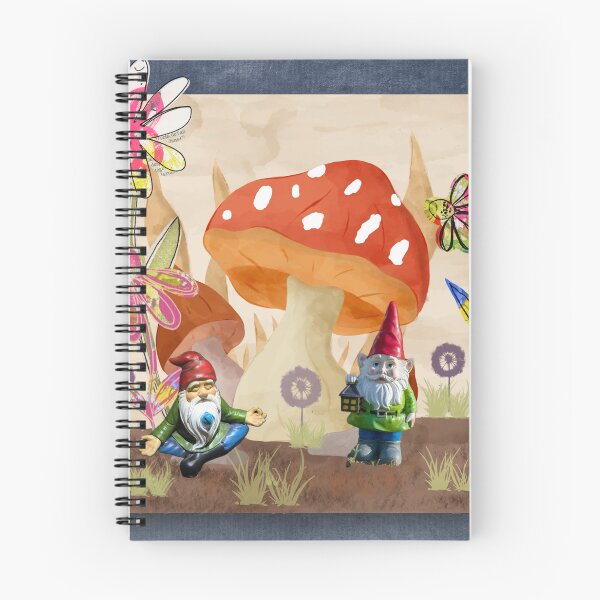 Item preview, Whimsical Garden Gnome and Mushroom House Collage designed and sold by artbydonyale.