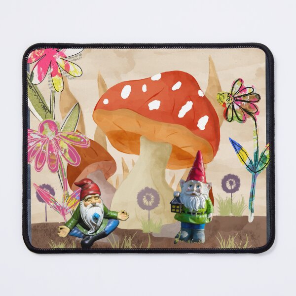Item preview, Whimsical Garden Gnome and Mushroom House Collage designed and sold by artbydonyale.