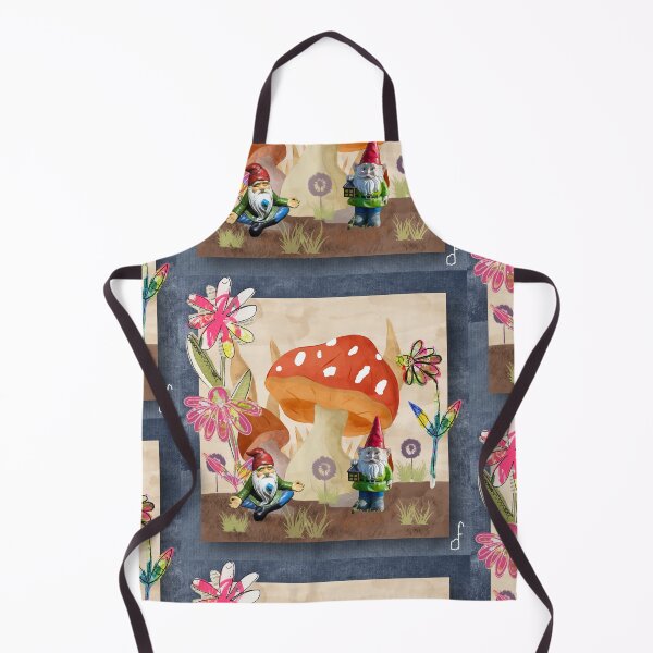 Item preview, Whimsical Garden Gnome and Mushroom House Collage designed and sold by artbydonyale.
