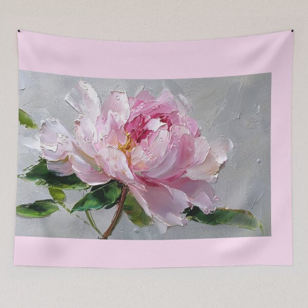 Item preview, Vibrant Pink Peony Blossom Oil Painting designed and sold by colorful-white.