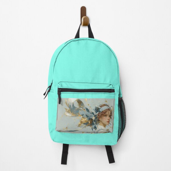 Item preview, Ethereal Girl with Blue Ribbon and Gold Splatter designed and sold by colorful-white.