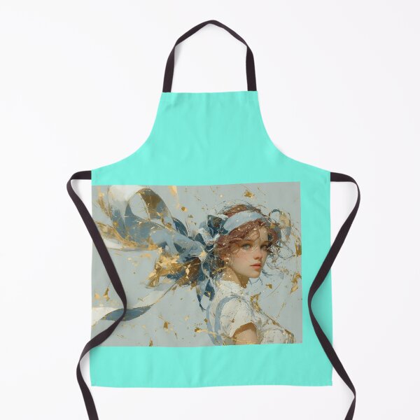 Item preview, Ethereal Girl with Blue Ribbon and Gold Splatter designed and sold by colorful-white.