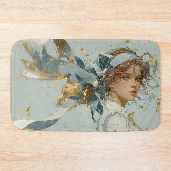 Item preview, Ethereal Girl with Blue Ribbon and Gold Splatter designed and sold by colorful-white.