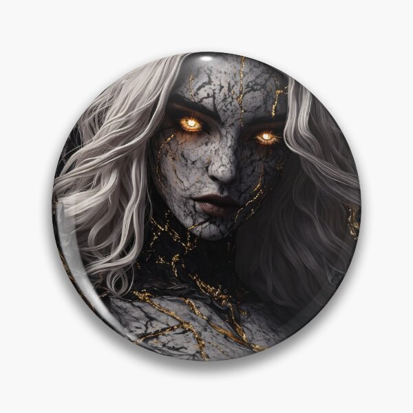 Item preview, Dark Marble Goddess Portrait with Golden Eyes – Gothic Fantasy Kintsugi Art designed and sold by Kaleidoscope Print.