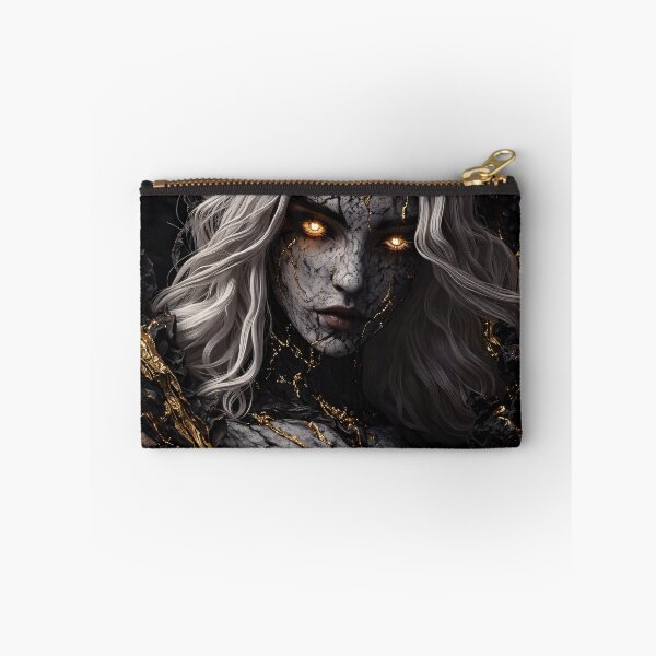 Artikelvorschau, Porträt einer Göttin aus dunklem Marmor mit goldenen Augen – Gotische Fantasy Kintsugi-Kunst entworfen und verkauft von Kaleidoscope Print.
