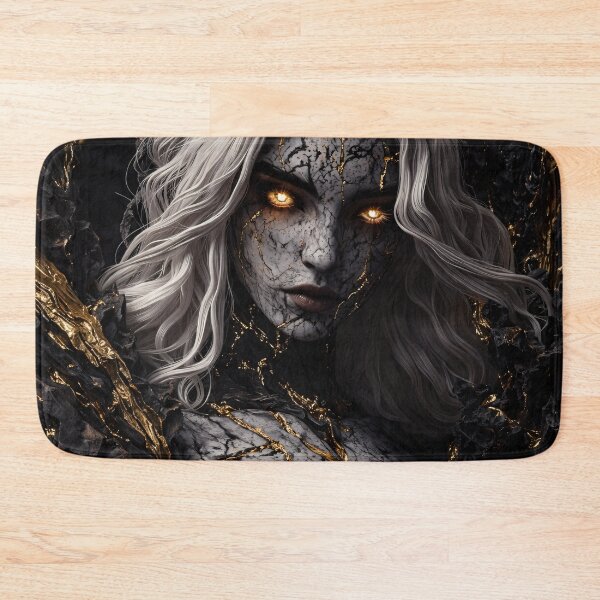 Item preview, Dark Marble Goddess Portrait with Golden Eyes – Gothic Fantasy Kintsugi Art designed and sold by Kaleidoscope Print.