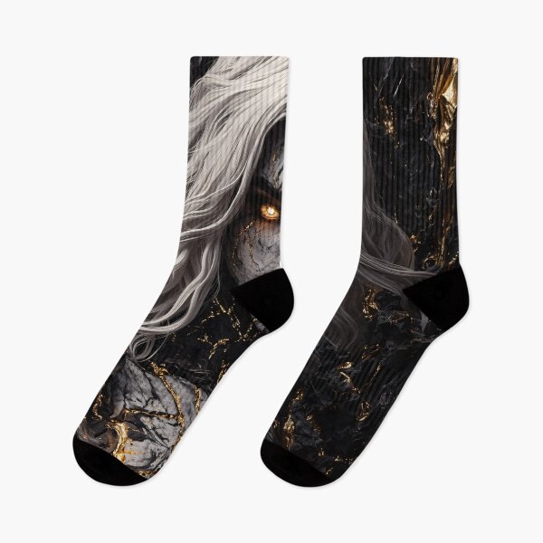 Item preview, Dark Marble Goddess Portrait with Golden Eyes – Gothic Fantasy Kintsugi Art designed and sold by Kaleidoscope Print.
