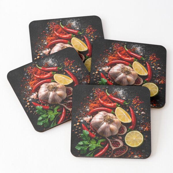 Item preview, Spicy Chili Garlic Lemon Kitchen Print – Rustic Food Photography Wall Art designed and sold by Kaleidoscope Print.
