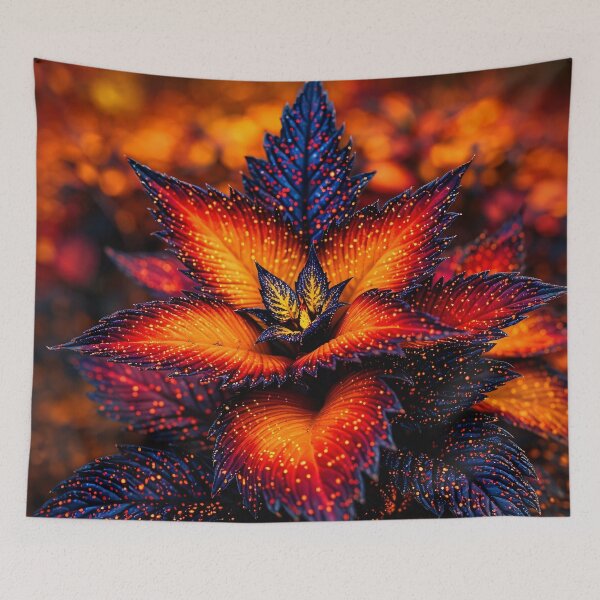 Item preview, Glowing Fantasy Flower Art Print – Neon Botanical Bloom in Fiery Colors designed and sold by Kaleidoscope Print.