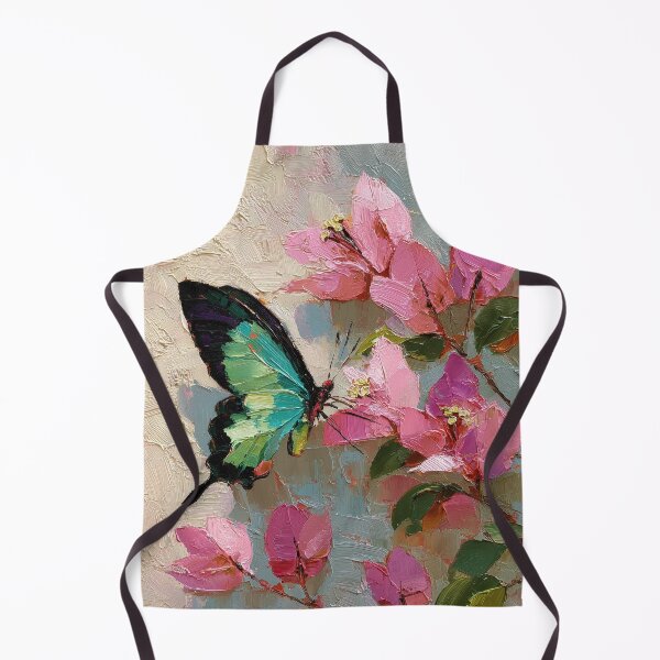 Artikelvorschau, Ölgemälde: Smaragdgrüner Schmetterling auf rosa Frühlingsblüten entworfen und verkauft von colorful-white.