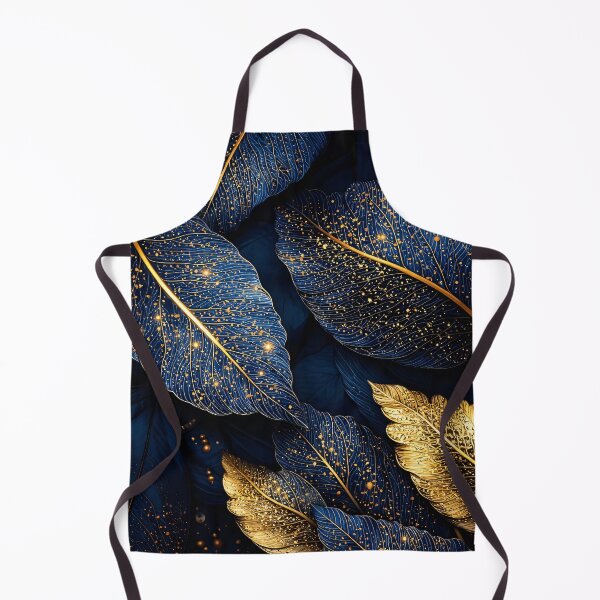 Item preview, Navy Blue and Gold Leaf Pattern – Luxe Botanical Wall Art Print designed and sold by Kaleidoscope Print.