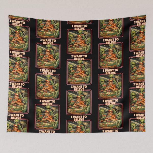 Item preview, I Want to Believe — Retro Alien Poker Comic designed and sold by Nacho Average Designs.