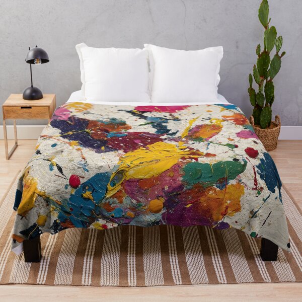 Item preview, Vibrant Abstract Color Splatter Impasto Painting designed and sold by colorful-white.