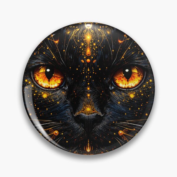 Item preview, Mystical Black Cat with Glowing Golden Eyes – Celestial Cosmic Feline Art designed and sold by Kaleidoscope Print.