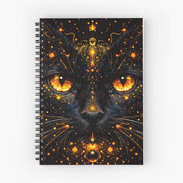 Item preview, Mystical Black Cat with Glowing Golden Eyes – Celestial Cosmic Feline Art designed and sold by Kaleidoscope Print.