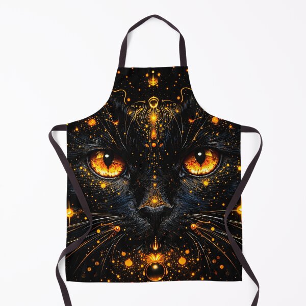 Item preview, Mystical Black Cat with Glowing Golden Eyes – Celestial Cosmic Feline Art designed and sold by Kaleidoscope Print.