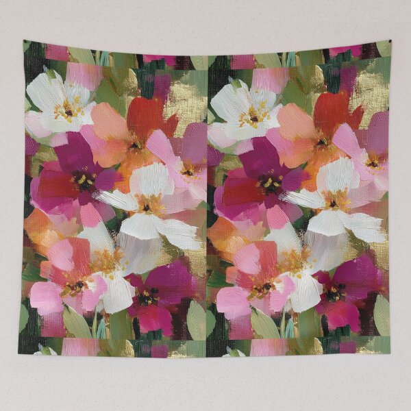 Item preview, Vibrant Colorful Wildflower Impasto Oil Painting with Gold designed and sold by colorful-white.