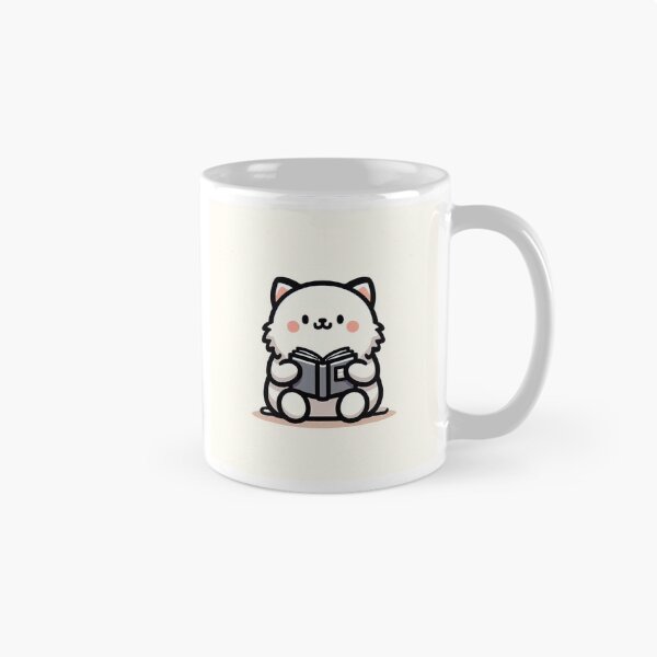 Item preview, Cute Fluffy Cat Reading Book Sticker designed and sold by MoodPaperCo.