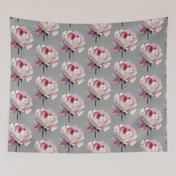 Item preview, Elegant Pink Rose with Gold Accents Impasto Art designed and sold by colorful-white.