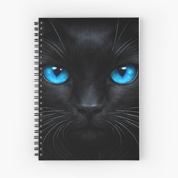 Item preview, Black Cat with Blue Eyes – Striking Minimalist Feline Portrait Art designed and sold by Kaleidoscope Print.