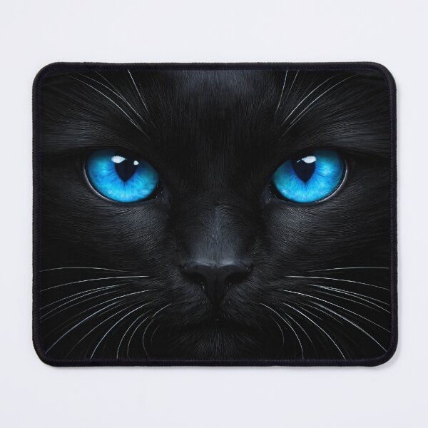 Item preview, Black Cat with Blue Eyes – Striking Minimalist Feline Portrait Art designed and sold by Kaleidoscope Print.