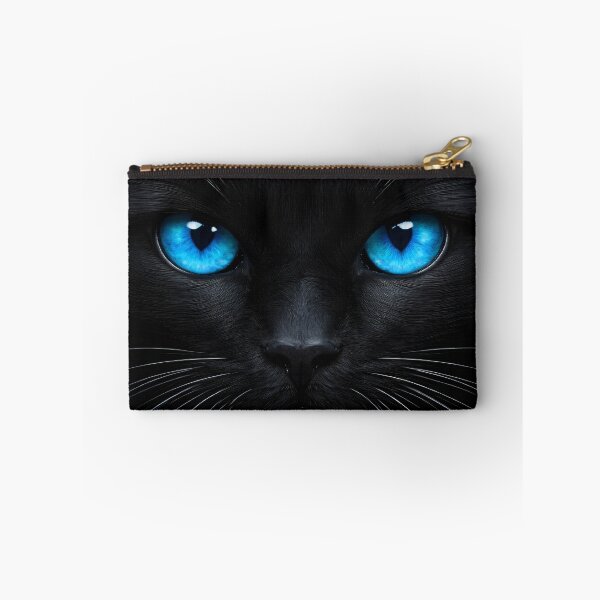 Item preview, Black Cat with Blue Eyes – Striking Minimalist Feline Portrait Art designed and sold by Kaleidoscope Print.