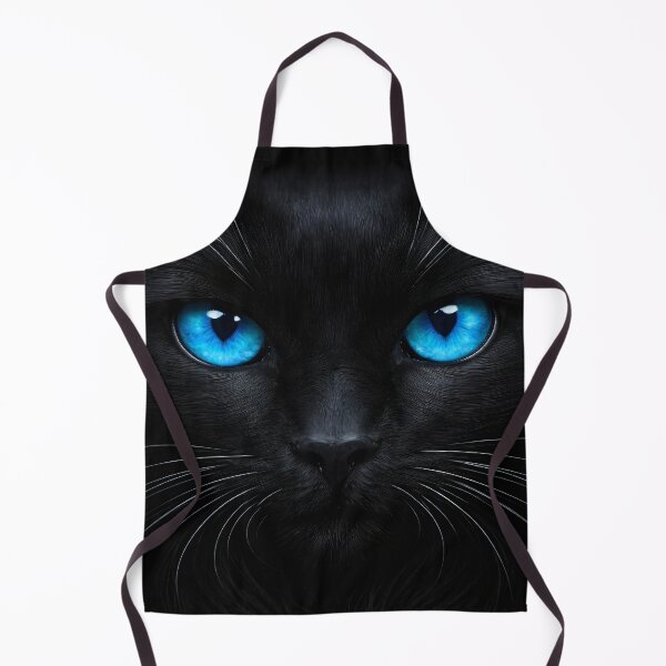 Item preview, Black Cat with Blue Eyes – Striking Minimalist Feline Portrait Art designed and sold by Kaleidoscope Print.