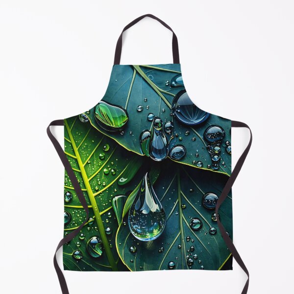 Item preview, Water Droplets on Green Leaves – Macro Botanical Nature Wall Art Print designed and sold by Kaleidoscope Print.