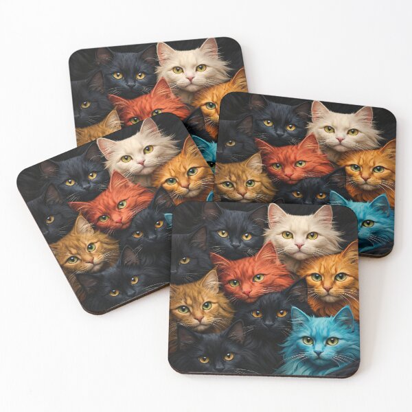 Item preview, Colorful Cat Family Portrait Print – Whimsical Multicolor Feline Wall Art designed and sold by Kaleidoscope Print.