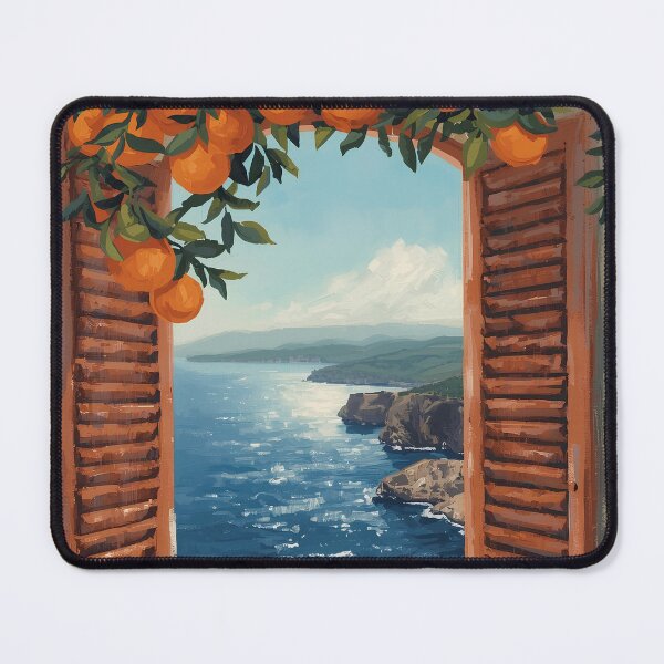 Item preview, Orange Tree Coast View Poster - Scenic Window View designed and sold by FestivityFinds.