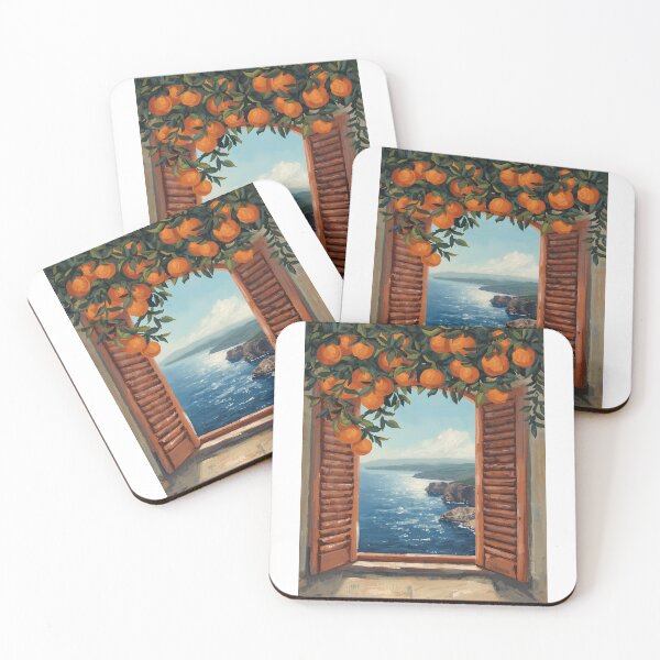 Item preview, Orange Tree Coast View Poster - Scenic Window View designed and sold by FestivityFinds.