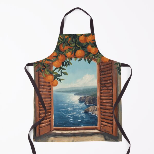 Item preview, Orange Tree Coast View Poster - Scenic Window View designed and sold by FestivityFinds.