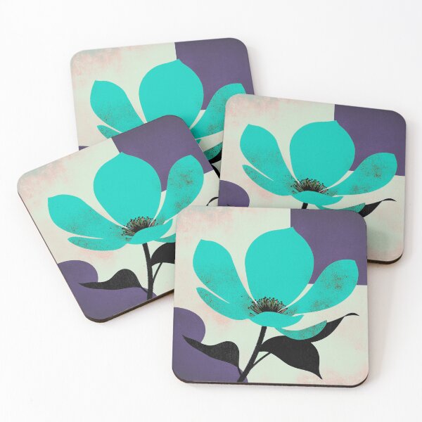 Item preview, Vibrant Teal Floral Abstract Modern Wall Art designed and sold by joycrysstudio.