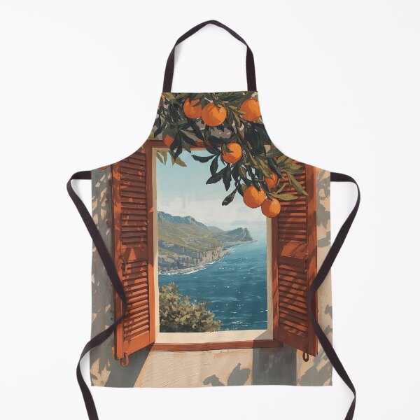 Item preview, Orange Tree Coast View Greeting Card - Scenic Window Design designed and sold by FestivityFinds.