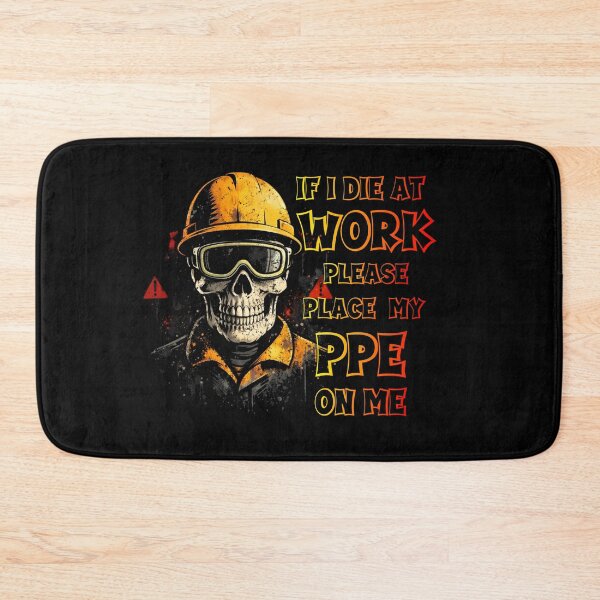 Item preview, Black humor meets safety culture! Graphic of a skeleton-worker in helmet and goggles, with a message about PPE even after death T-Shirt designed and sold by Creative-Sanc.