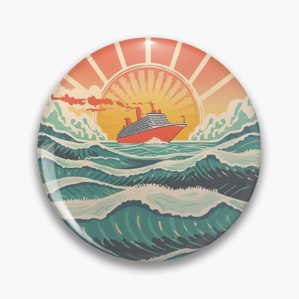 Item preview, Ocean Vibes Sunkissed Sticker - Cruise Ship Sunset Design designed and sold by FestivityFinds.
