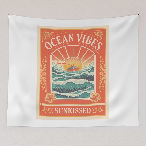 Item preview, Ocean Vibes Sunkissed Sticker - Cruise Ship Sunset Design designed and sold by FestivityFinds.