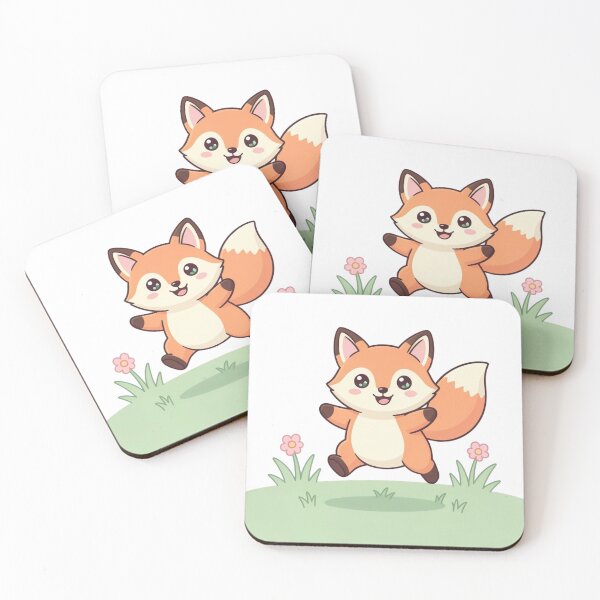 Item preview, Playful Kawaii Fox Jumping in the Grass designed and sold by RonBear-Designs.