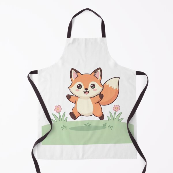 Artikelvorschau, Verspielter Kawaii-Fuchs springt im Gras entworfen und verkauft von RonBear-Designs.