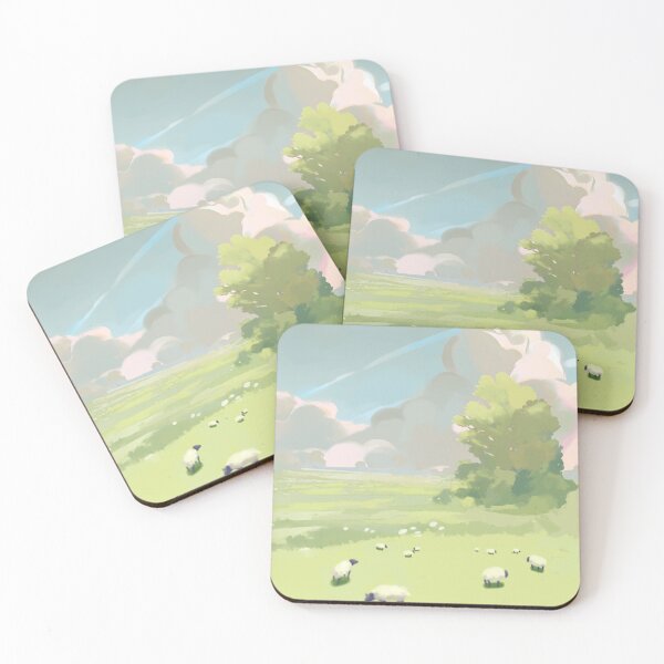 Item preview, Dreamy Pastel Landscape with Sheep | Aesthetic Calm Nature Sky Art designed and sold by NA-art725.