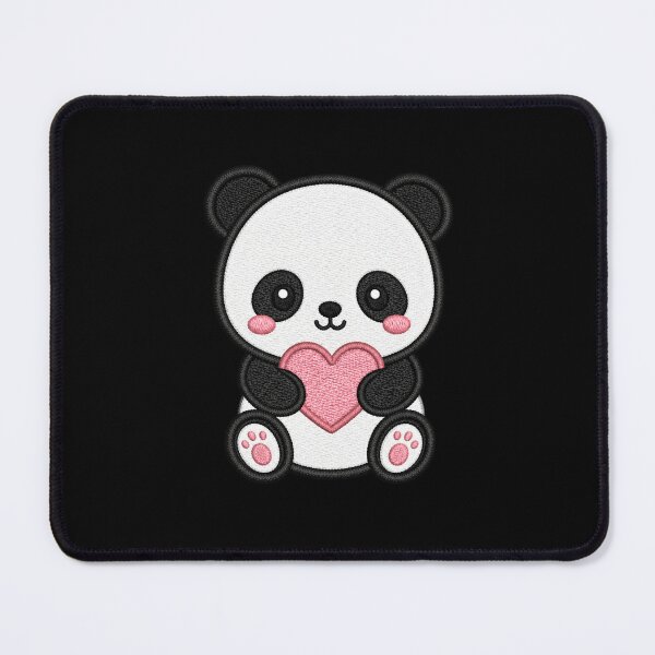 Item preview, Cute Baby Panda Holding Heart | Kawaii Minimal Embroidery Style designed and sold by ColorSplash123.