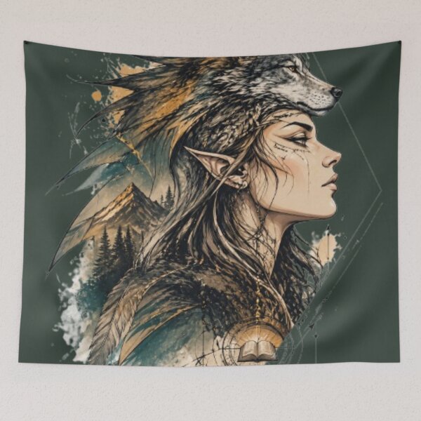 Item preview, The Power of Knowledge – Wolf Spirit Fantasy Art designed and sold by InnerwayStudio.