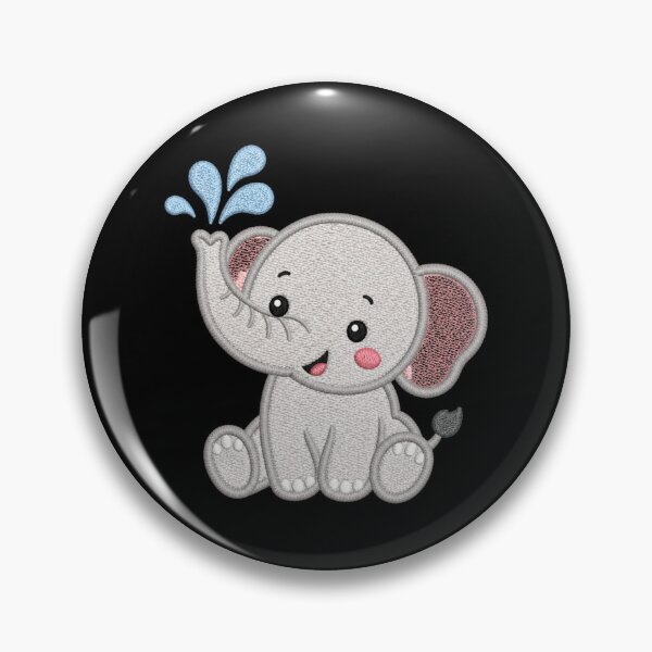 Item preview, Cute Baby Elephant Spraying Water | Kawaii Minimal Embroidery Style designed and sold by ColorSplash123.