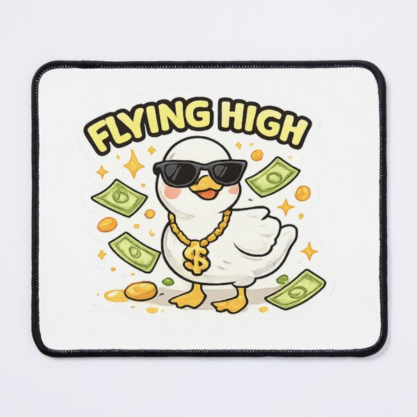 Item preview, Flying High Duck Sticker – Funny Rich Duck Meme Design designed and sold by ZYNORAworld.