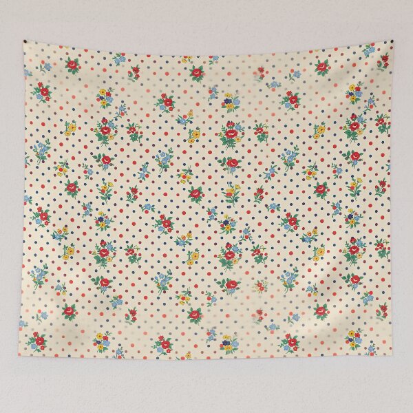Item preview, 1950s Retro Floral Pattern Vintage Flowers Polka Dot designed and sold by SplashTastic.